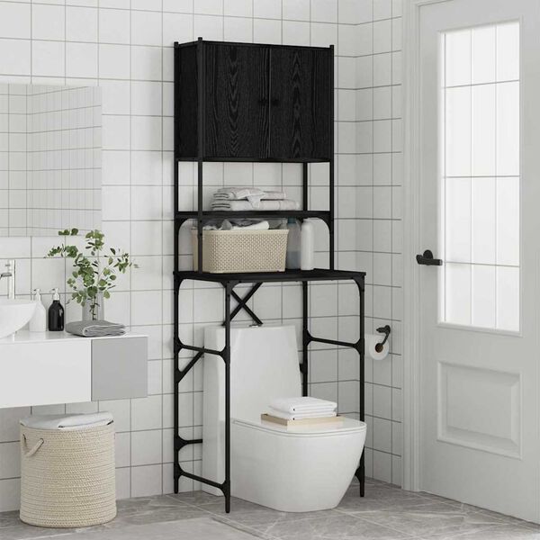 vidaXL Szafka na pralkę Czarny Dąb 68 x 48,5 x 194 cm