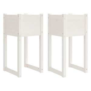 vidaXL Donice, 2 szt., białe, 40x40x81 cm, lite drewno sosnowe