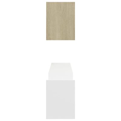 vidaXL Półki ścienne, 2 szt., biel i dąb sonoma, 100x15x50 cm, płyta