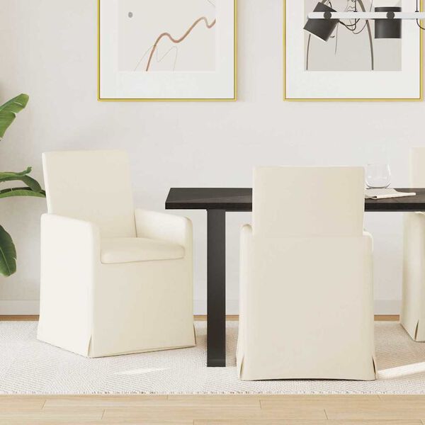 vidaXL Krzesła jadalne z kółkami 2 pcs Beżowy 57 x 67 x 95 cm Płótno