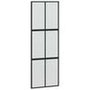 vidaXL Drzwi przesuwne, czarne, 76x205 cm, szkło hartowane, aluminium
