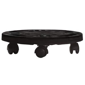 vidaXL Podstawka pod donicę, z k&oacute;łkami, średnica 30 cm, czarna, 170 kg