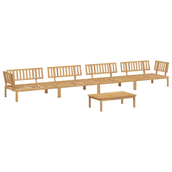 vidaXL Zestaw Sof z poduszką Gładki 5 pcs Kremowy Lite Drewno Akacji