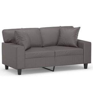 vidaXL 2-osobowa sofa z poduszkami, szara, 120 cm, sztuczna sk&oacute;ra