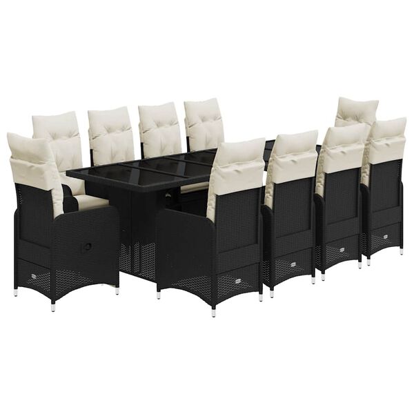 vidaXL 11-cz. zestaw ogrodowych mebli bistro z poduszkami, czarny