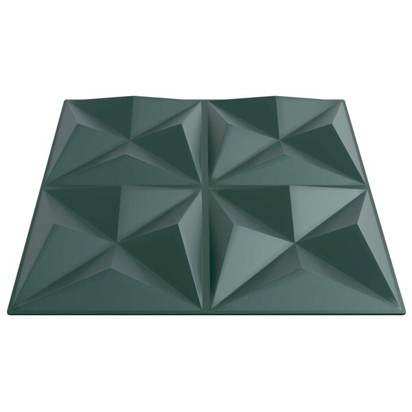 vidaXL Panele ścienne 12 pcs Zielone origami 50 x 50 cm Pianka XPS