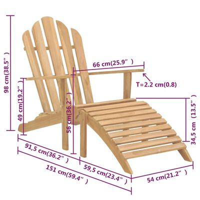 vidaXL Krzesła Adirondack z podnóżkami, 2 szt., lite drewno tekowe
