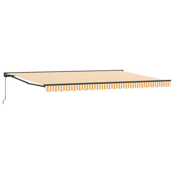 vidaXL Markiza zwijana Ż&oacute;łty i Biały 500 &times; 300 cm Poliester i Metal