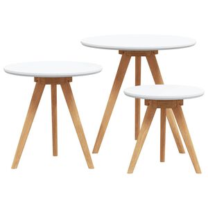 vidaXL Stolik kawowy 3 pcs Brązowy Lity Bukowy