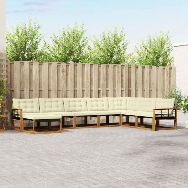vidaXL Zestaw sof na zewnątrz z poduszką 8 pcs Naturalny i Kremowy