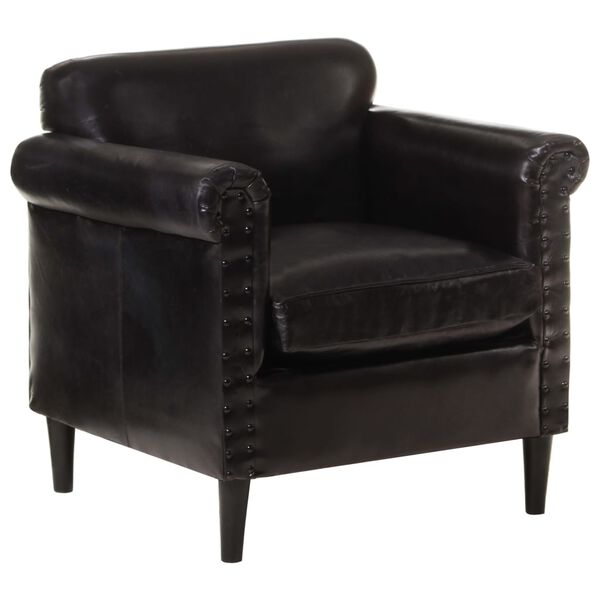 vidaXL Fotel wypoczynkowy, czarny, sk&oacute;ra naturalna