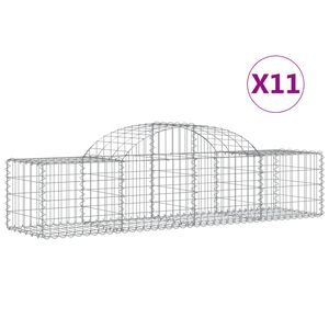 vidaXL Kosze gabionowe, 11 szt, 200x50x40/60 cm, galwanizowane żelazo