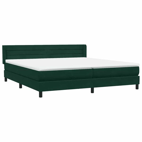vidaXL Ł&oacute;żko typu Box Spring z materacem Ciemnozielone 180x220 cm