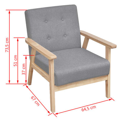 vidaXL Zestaw wypoczynkowy: sofa i fotel, materiałowy, jasnoszary