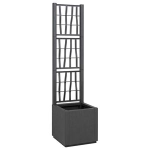 vidaXL Donica ogrodowa z trellem ciemnoszary 36 x 36 x 140 cm PP