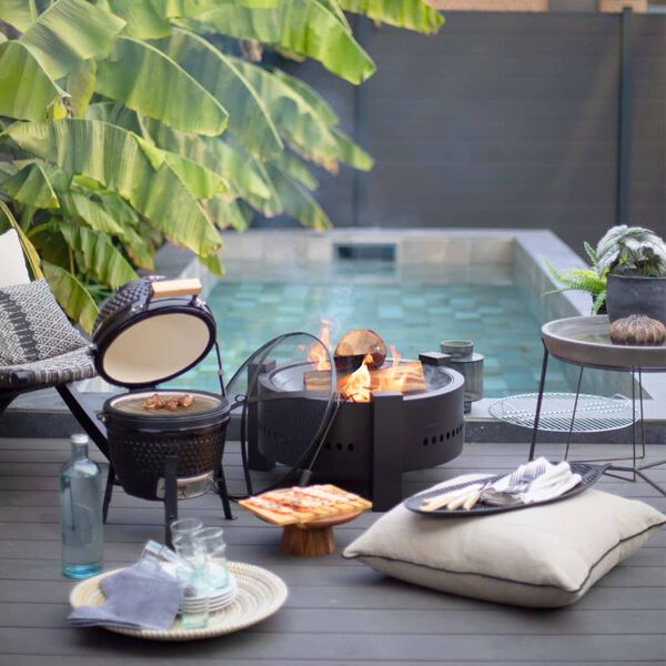 Livoo Palenisko ogrodowe z grillem 2-w-1, 59,5 cm, czarne