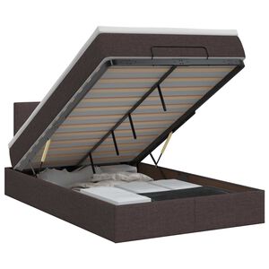 vidaXL Ł&oacute;żko ottoman z materacem Ciemny brąz 120 x 190 cm tkanina