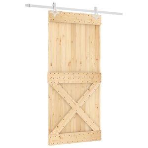 vidaXL Drzwi przesuwne 95 x 210 cm Lite Drewno Sosnowe (Nieobrobione)