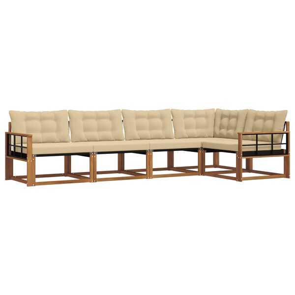 vidaXL Zestaw sof na zewnątrz z poduszką 5 pcs Naturalny i Beżowy