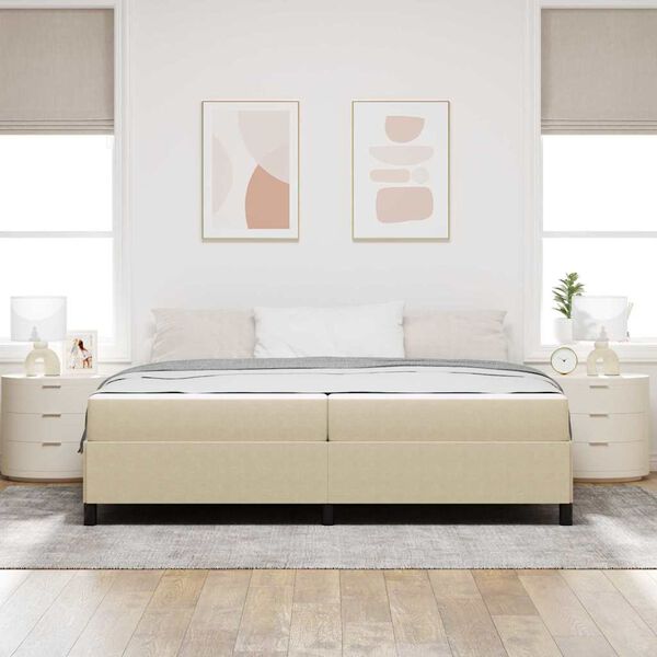 vidaXL Ramka ł&oacute;żka z materacem Jasnozielony szary 200 x 200 cm tkanina