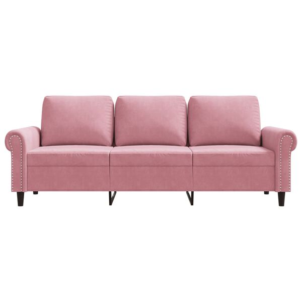 vidaXL Sofa 3-osobowa, r&oacute;żowa, 180 cm, obita aksamitem
