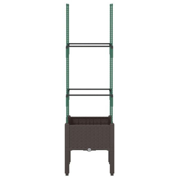 vidaXL Donica ogrodowa z kratką, brązowa, 40x40x142,5 cm, PP