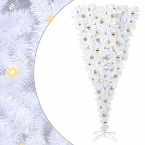 vidaXL Sztuczna choinka z 300 diodami LED Biały 210 cm PVC i Stal