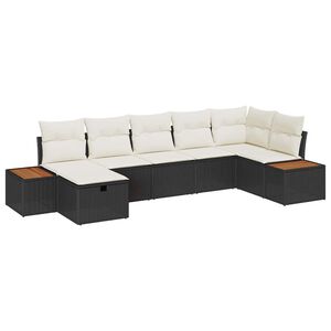 vidaXL Zestaw Sof na Ogr&oacute;d z poduszką 7 pcs Czarny Polirattan