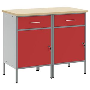 vidaXL Szafka robocza 2 szt. Czerwony i Szary 100 x 55 x 85 cm