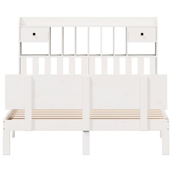 vidaXL Łóżko z regałem, bez materaca, białe, 140x200 cm, sosnowe