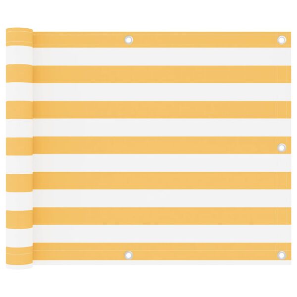 vidaXL Parawan balkonowy, biało-żółty, 75x500 cm, tkanina Oxford