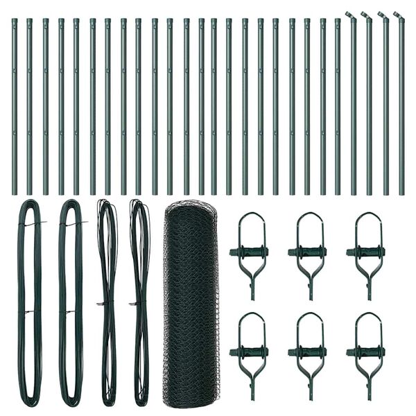 vidaXL Słupek ogrodzeniowy. Zielony 50 x 0,5 m (siatka 25 mm)