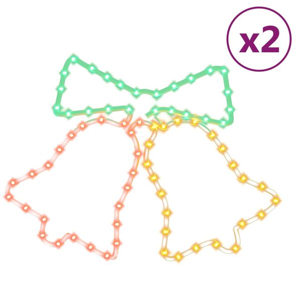 vidaXL Świąteczna dekoracja, dzwonki, 72 LED, 2 szt. 50x56 cm