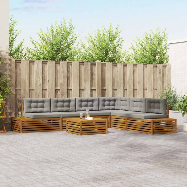 vidaXL Zestaw sof na zewnątrz 7 Sztuka Naturalny i Jasny Szary