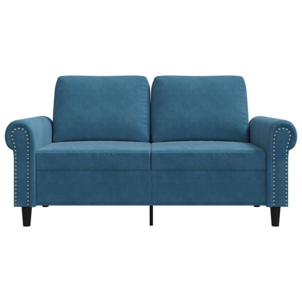 vidaXL Sofa 2-osobowa, niebieski, 120 cm, tapicerowana aksamitem