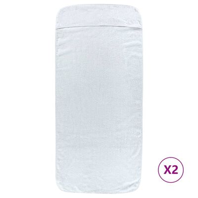 vidaXL Ręczniki plażowe, 2 szt., białe, 75x200 cm, tkanina, 400 g/m²