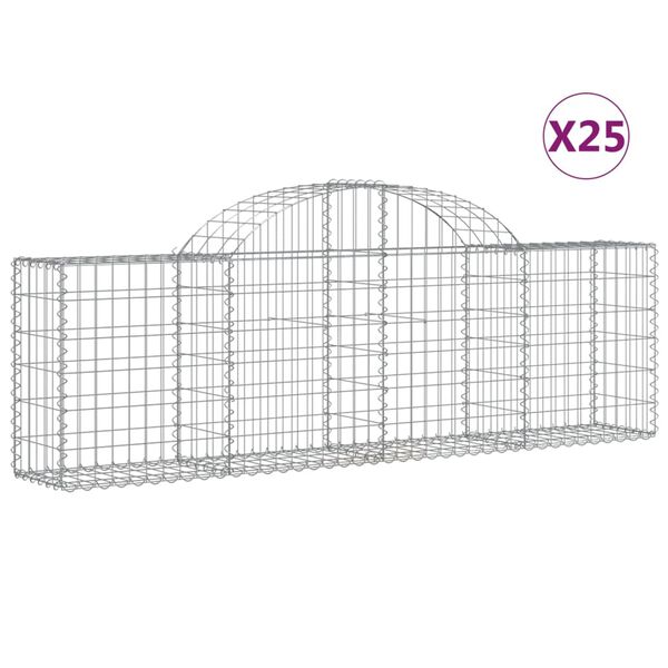 vidaXL Kosze gabionowe, 25 szt, 200x30x60/80 cm, galwanizowane żelazo