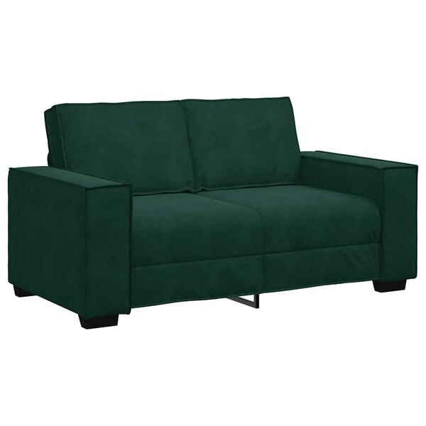 vidaXL Sofa 2-osobowa, ciemnozielona, 160x78x84 cm, tapicerowana aksamitem