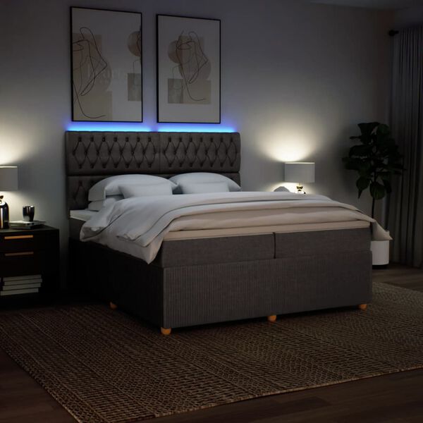 vidaXL Ł&oacute;żko kontynentalne z materacem, taupe, tkanina, 200x200 cm