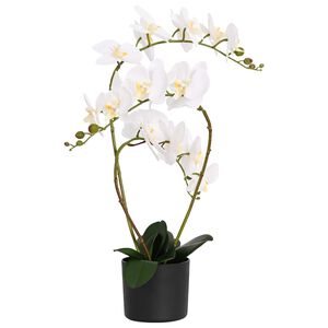 vidaXL Sztuczny kwiat orchidei w doniczce Biały 45 x 15 x 65 cm