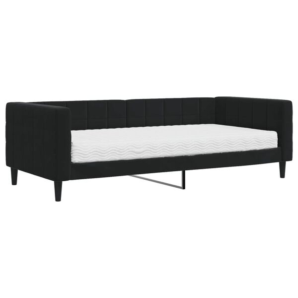 vidaXL Sofa z materacem do spania, czarna, 90x200 cm, aksamit