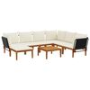 vidaXL 8 pcs Solidne drewno akacjowe i lina naturalny
