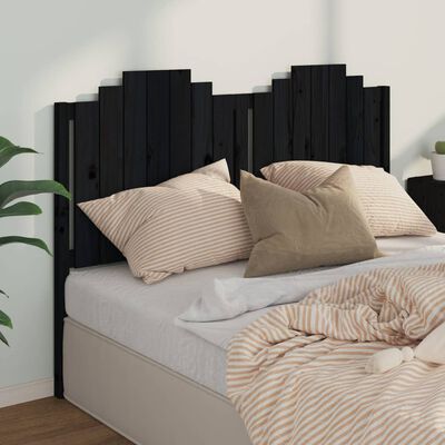 vidaXL Wezgłowie łóżka, czarne, 166x4x110 cm, lite drewno sosnowe