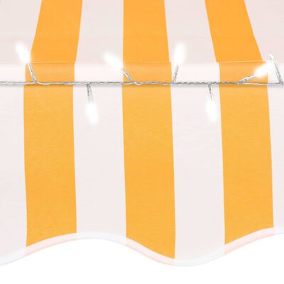 vidaXL Ręcznie zwijana markiza z LED, 250 cm, biało-pomarańczowa