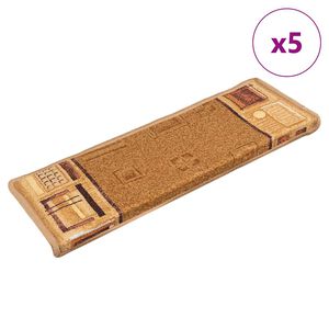 vidaXL Samoprzylepne nakładki na schody, 5 szt., 65x21x4 cm, beżowe