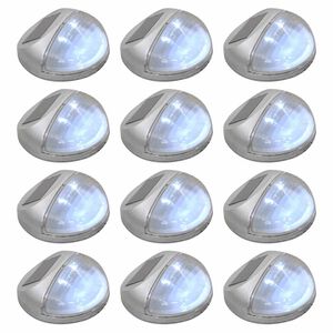 vidaXL Ścienne lampy solarne LED na zewnątrz, 12 szt, okrągłe, srebrne