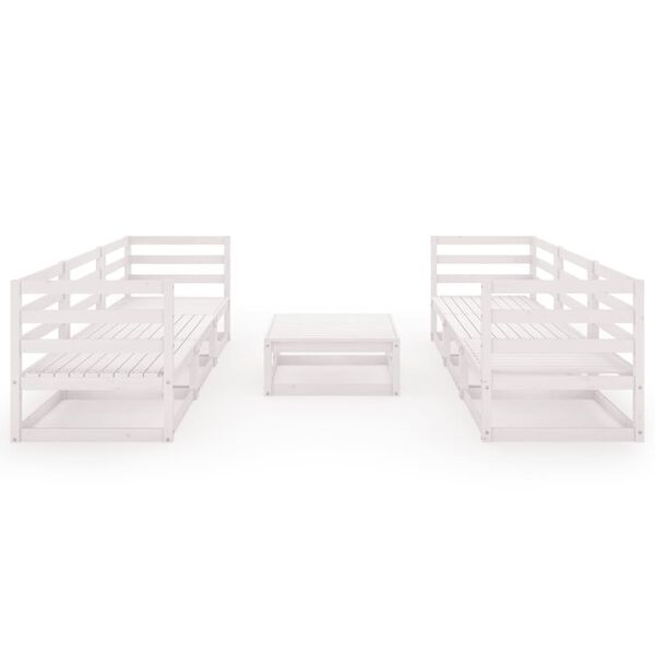 vidaXL 7-cz. zestaw mebli wypoczynkowych do ogrodu, biały, sosnowy