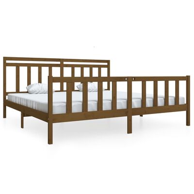 vidaXL Rama łóżka, miodowy brąz, lite drewno, 200 x 200 cm