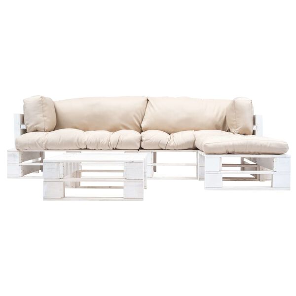 vidaXL 4-częściowy zestaw mebli z palet, piaskowe poduszki, drewno