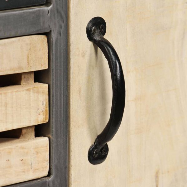 vidaXL Komoda z litego drewna mango i stali, 65 x 33 x 76 cm